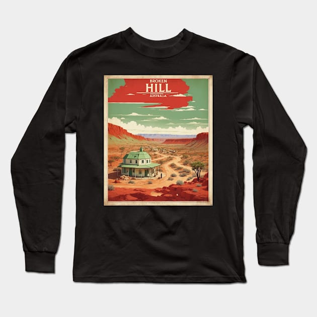 Broken Hill Australia Vintage Travel Poster Long Sleeve T-Shirt by TravelersGems